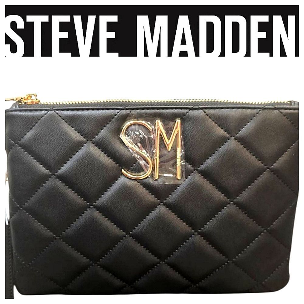 Steve Madden Diamond Quilted Pouch- Black